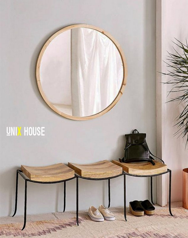 Gương treo tường viền gỗ