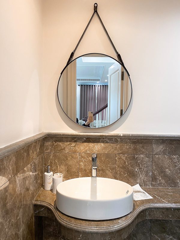 Gương tròn bọc da