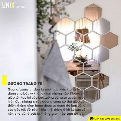 Gương ghép tường trang trí hình tổ ong