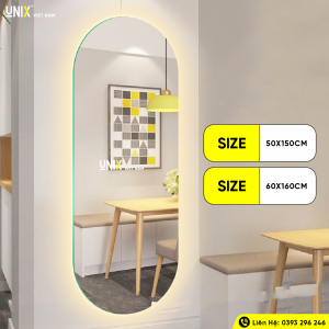 Kích thước gương tràn viền Oval hậu Led